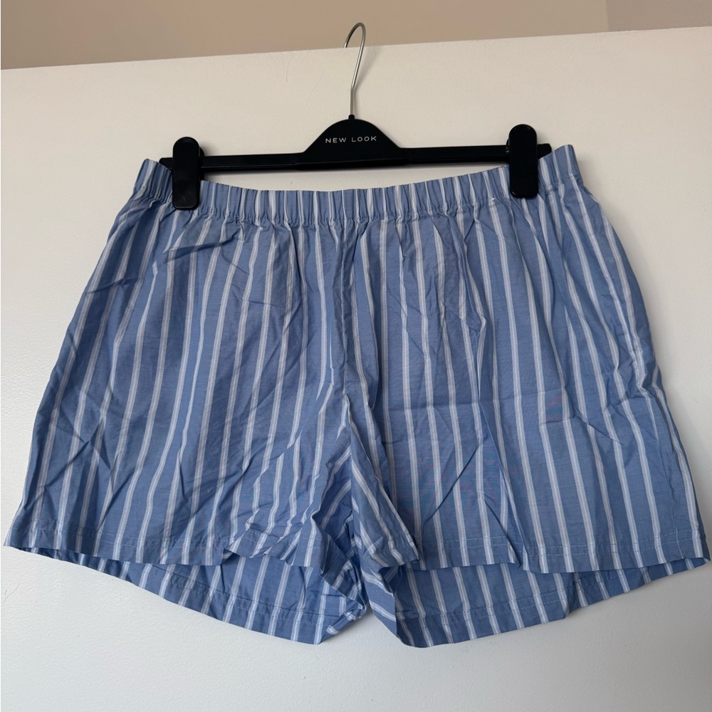 Primark Blue Striped boxer style Shorts